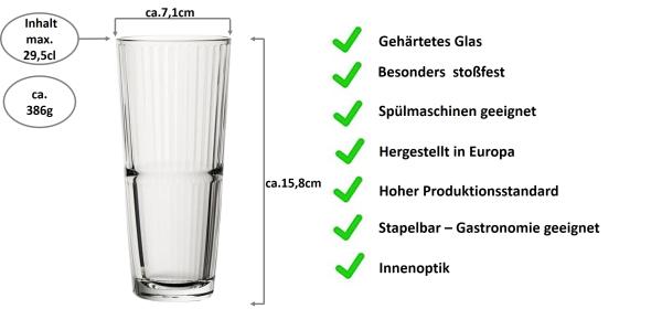 Longdrinkglas Grande Sunray 29,5cl - 12 Stück